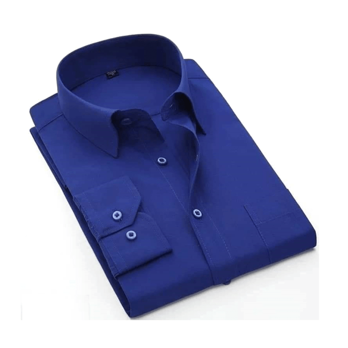 Royal blue men's dress shirt short sleeve