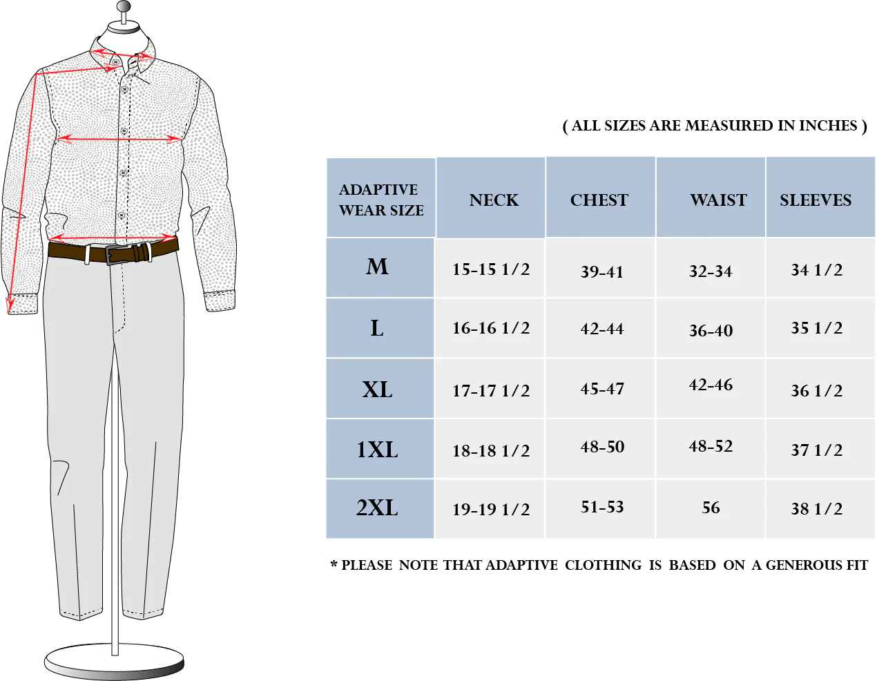 Mens dress shirts sizing