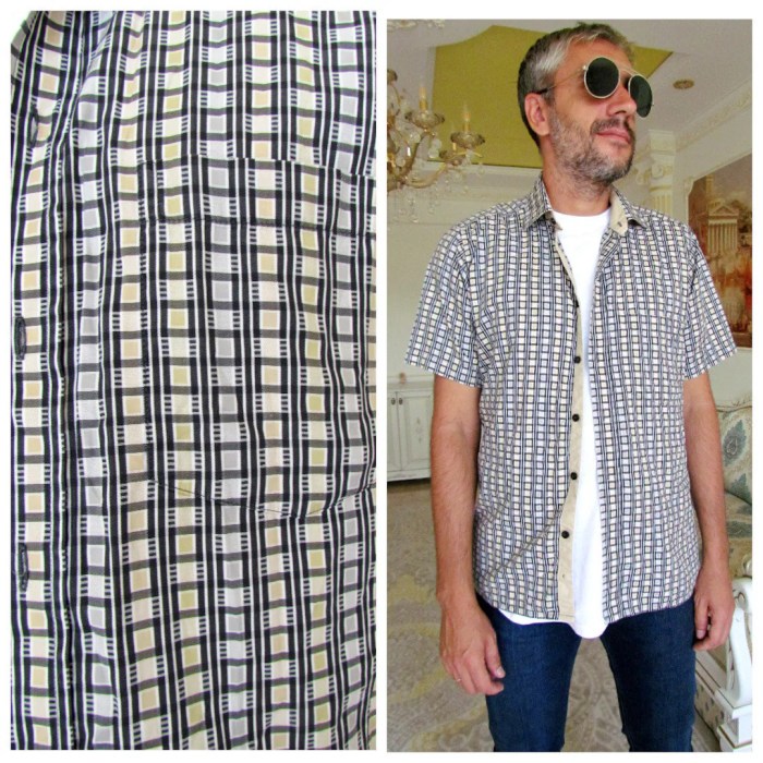 Mens black and white gingham dress shirt