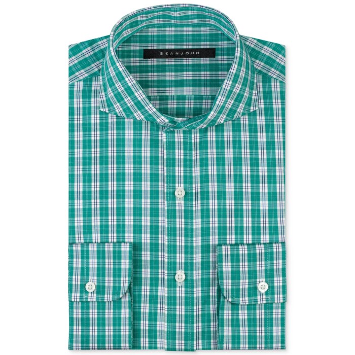 Mens green check dress shirt